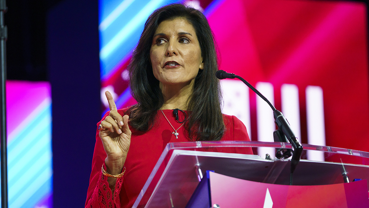Former United Nations Ambassador Nikki Haley speaks during the Conservative Political Action Conference (CPAC) at the Gaylord National Resort and Convention Center in National Harbor, Md., on Friday, March 3, 2023.