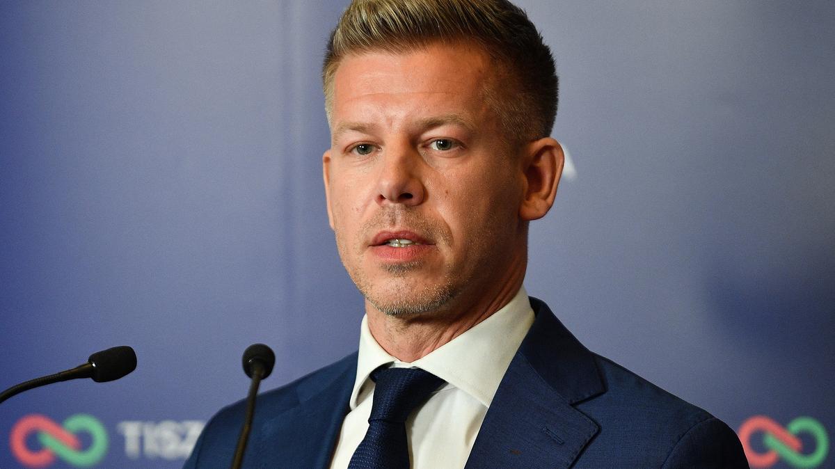 Peter Magyar, leader of the pro-European conservative TISZA party, makes a statement in Budapest during the general election in Hungary, on April 12, 2026. (Ferenc Isza/AFP/Getty Images/TNS)