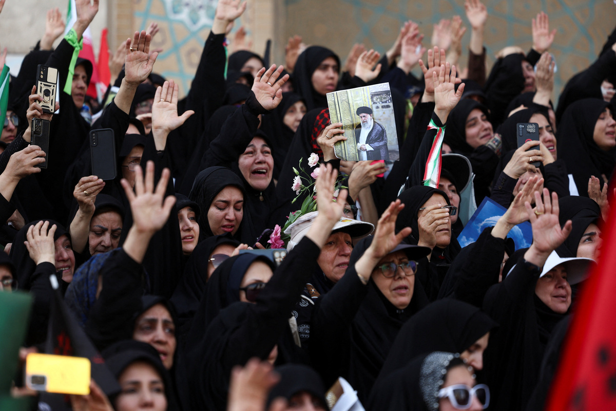Mourners gather on the day of a public farewell ceremony to pay their respects to late Supreme Leader Ayatollah Ali Khamenei, who was killed on February 28 in Israeli and U.S. airstrikes, at the Imam Khomeini Grand Mosalla, in Tehran, Iran July 4, 2026.  Majid Asgaripour/WANA (West Asia News Agency) via REUTERS