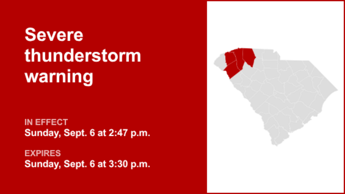 UPDATE: The current severe thunderstorm warning for Laurens County will be expiring at 5:15 p.m. 