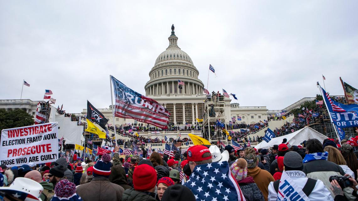 In this Jan. 6 file photo, insurrectionists loyal to President Donald Trump rally at the U.S. Capitol in Washington. U.S. Capitol Police officers were attacked and beaten during the Capitol riot.