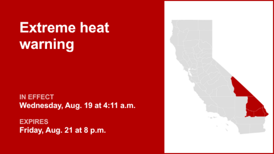 Extreme heat warning in place for San Bernardino County until Friday evening 
