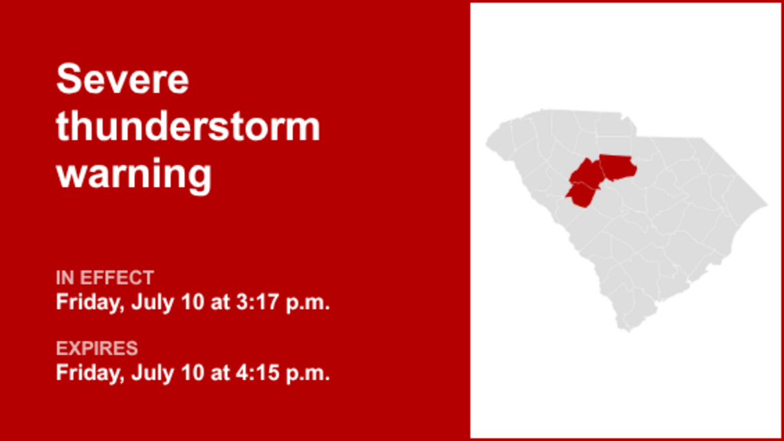 UPDATE: Severe thunderstorm warning for Clarendon and Orangeburg counties Friday evening 