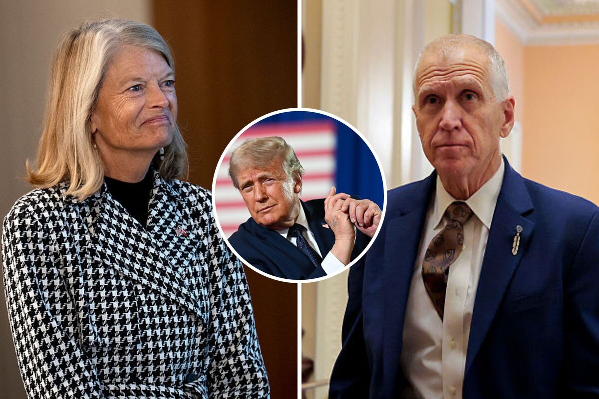  Lisa Murkowski in Copenhagen, Denmark, on January 17, 2026. U.S. President Donald Trump on May 22, 2026, in Suffern, New York. Sen. Thom Tillis on February 12, 2026, in Washington, D.C.  