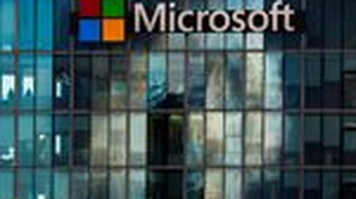 FILE PHOTO: A view shows a Microsoft logo at Microsoft offices in Issy-les-Moulineaux near Paris, France, January 9, 2025. REUTERS/Gonzalo Fuentes/File Photo