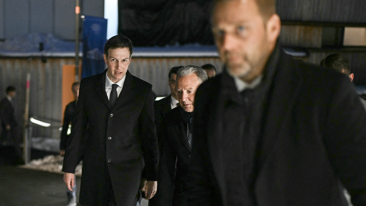 U.S. Special Envoy Steve Witkoff (left) and U.S. businessman Jared Kushner (center) walk outside the World Economic Forum annual meeting in Davos, Switzerland, on Jan. 20, 2026. (Fabrice Coffrini/AFP/Getty Images/TNS)