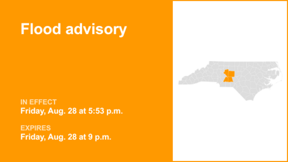 UPDATE: Flood advisory affecting Chatham and Randolph counties early Saturday evening 