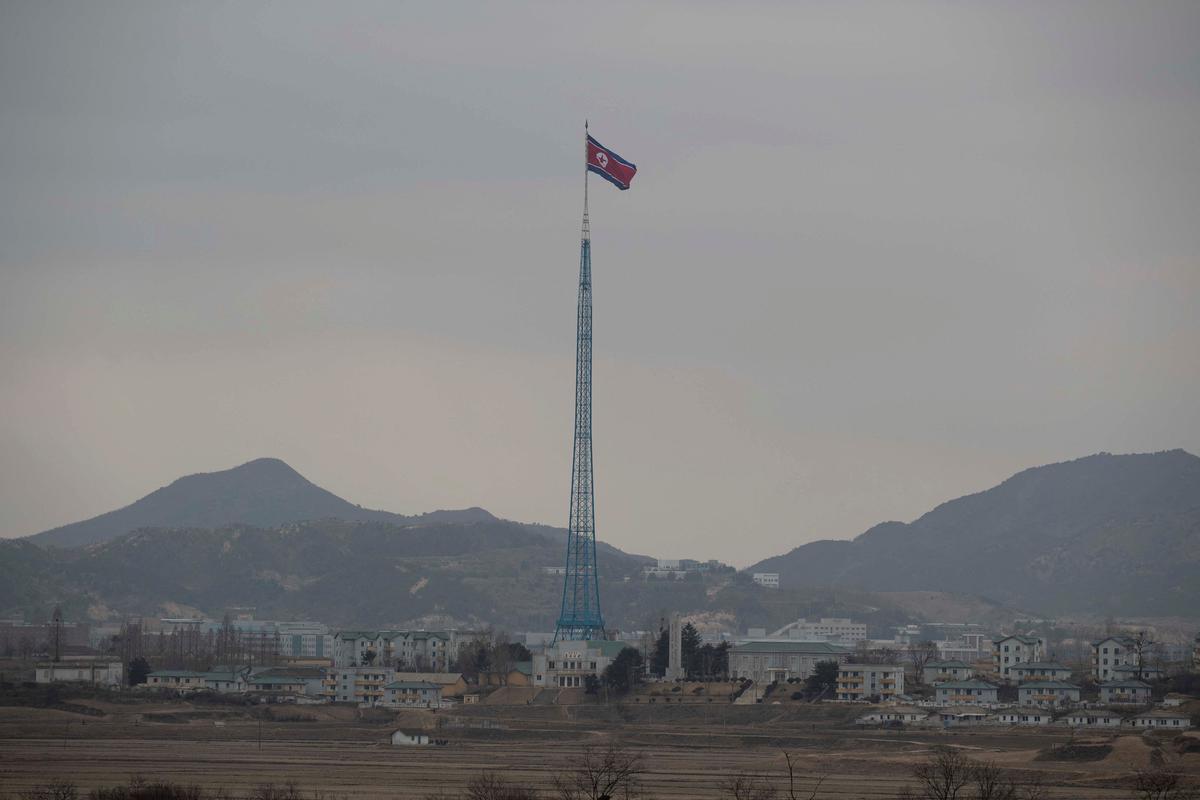 FILE PHOTO: North Korean propaganda village "Gijungdong" is seen from an South Korea's observation post inside the JSA during a media tour at the Joint Security Area (JSA) on the Demilitarized Zone (DMZ) in the border village of Panmunjom in Paju, South Korea, 03 March 2023. JEON HEON-KYUN/Pool via REUTERS/File Photo