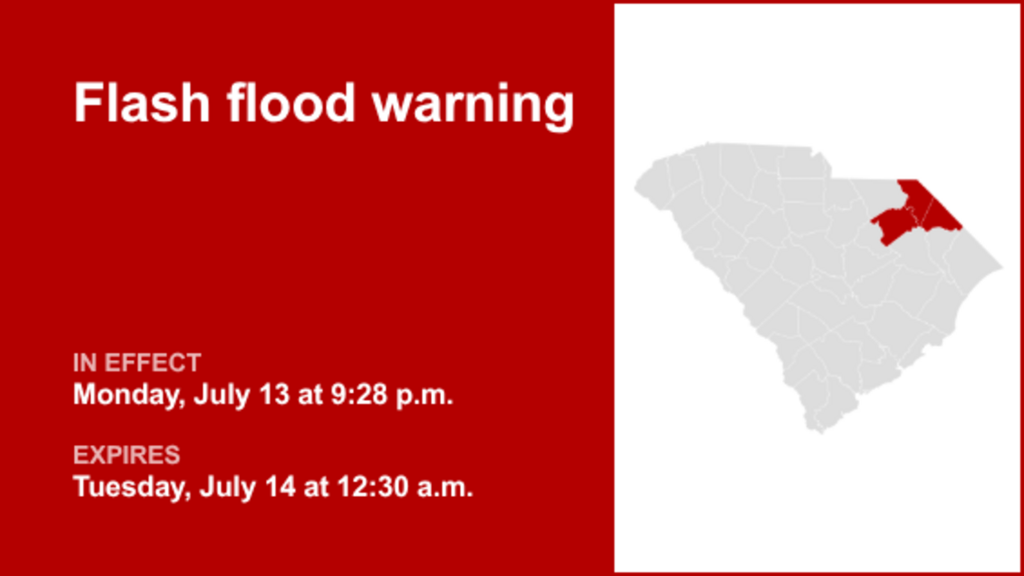 UPDATE: Flash flood warning for Pee Dee predicted to expire at 12:30 a.m. 