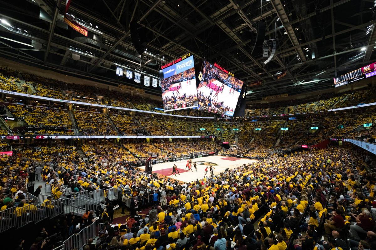  CLEVELAND, OH - MAY 7: A general view of Quicken Loans Arena during the first quarter of Game 4 of the second round of the Eastern Conference playoffs between the Cleveland Cavaliers and the Toronto Raptors at on May 7, 2018 in Cleveland, Ohio. (Photo by Jason Miller/Getty Images) 