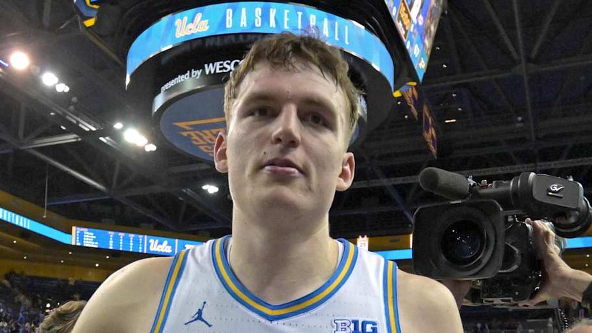  Jan 20, 2026; Los Angeles, California, USA; UCLA Bruins forward Tyler Bilodeau (34) walks off the court defeating the Purdue Boilermakers at Pauley Pavilion presented by Wescom Financial. Mandatory Credit: Jayne Kamin-Oncea-Imagn Images | Jayne Kamin-Oncea-Imagn Images 