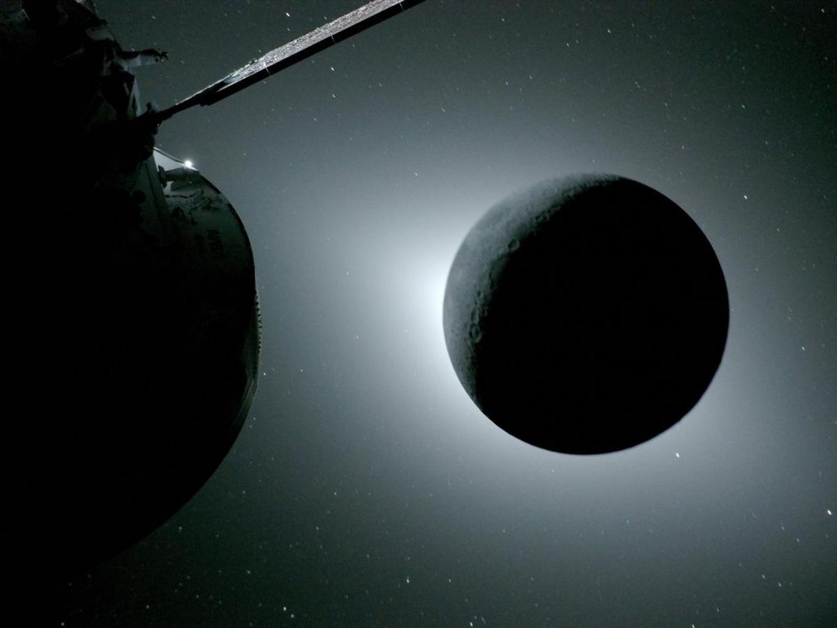  The Moon during a solar eclipse. (Photo by NASA) 