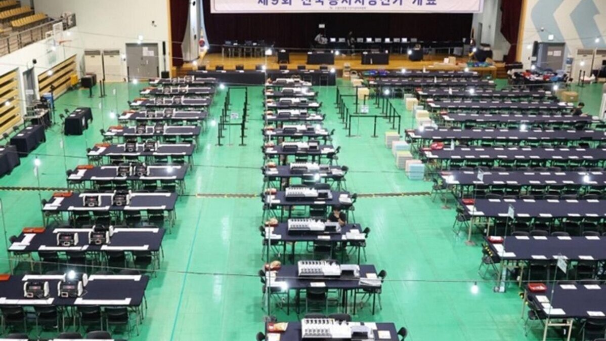 Election officials install ballot sorting machines at a ballot counting station in Suwon, south of Seoul, South Korea, 01 June 2026, two days ahead of the June 3 local elections. Photo by YONHAP / EPA