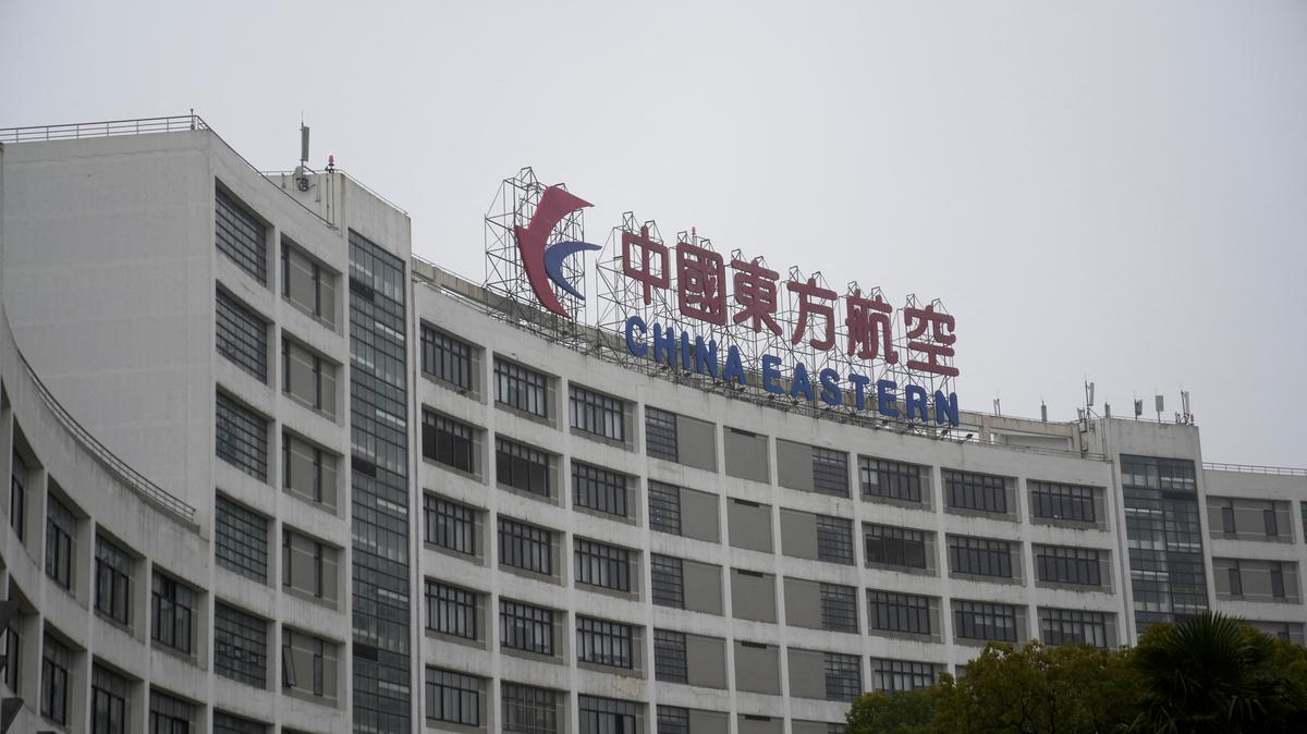 The logo of China Eastern Airlines is pictured at China Eastern Airlines Headquarters in Shanghai, China, March 21, 2023. REUTERS/Aly Song