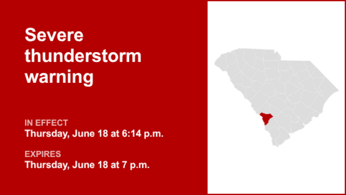 UPDATE: Severe thunderstorm warning for Allendale County anticipated to expire at 7 p.m. 