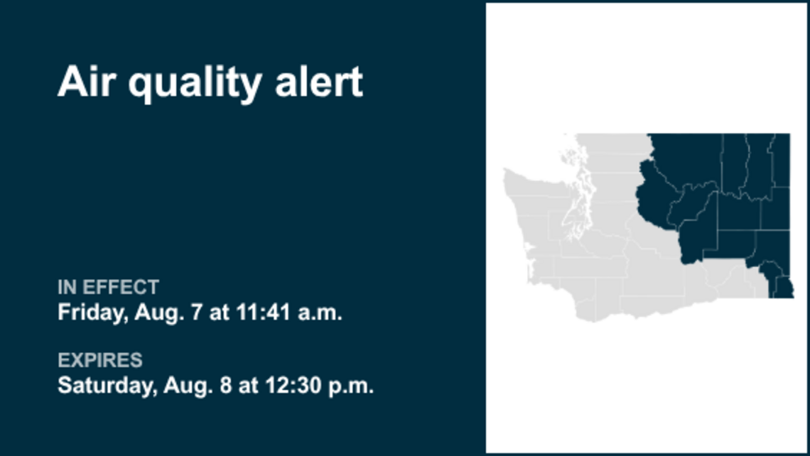 Air quality alert in place for Eastern Washington for Saturday 