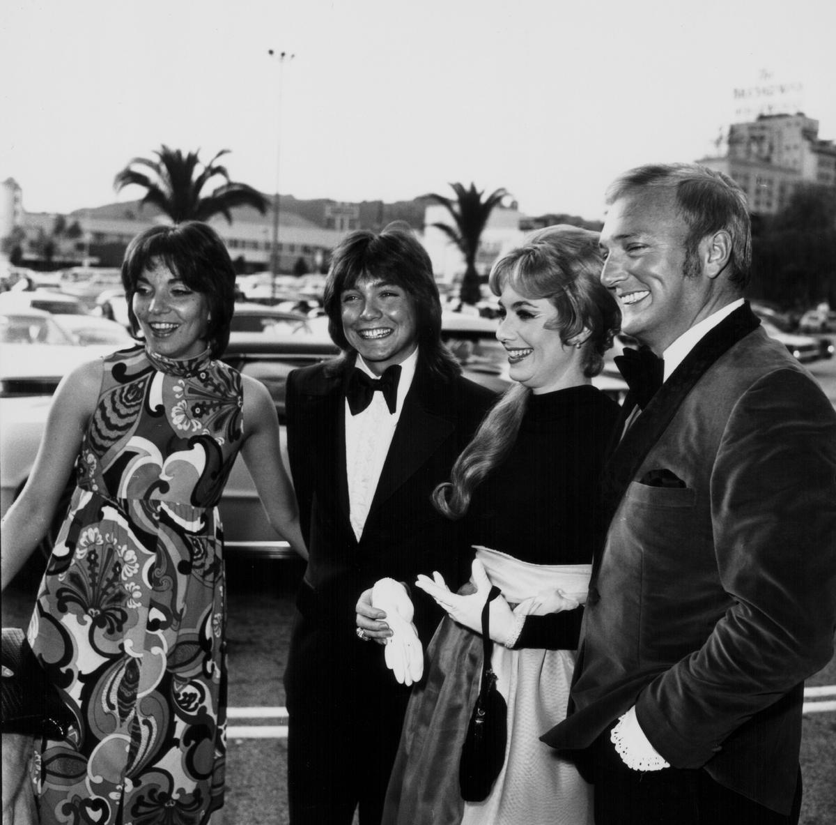 Actors (L-R) Jack Cassidy and Shirley Jones with their son, singer David Cassidy, and his date Lynn Dubiou, attending the Grammy Awards, Los Angeles, circa 1975.(Frank Edwards/Archive Photos/Getty Images