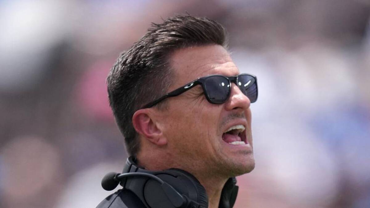  May 2, 2026; Pasadena, CA, USA; UCLA Bruins coach Bob Chesney reacts during the spring game at Rose Bowl. Mandatory Credit: Kirby Lee-Imagn Images | Kirby Lee-Imagn Images 