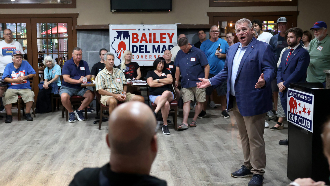 Trump backs Darren Bailey for Illinois governor as GOP candidate has sought to distance himself from president 