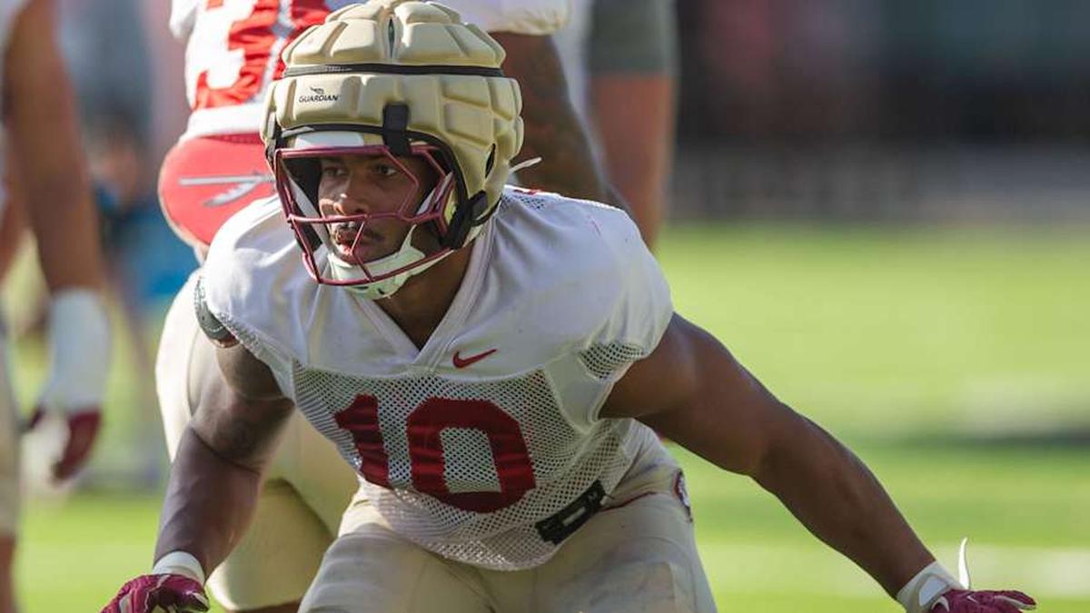  Florida State Seminoles linebacker Chris Jones (10) practices Thursday, April 9, 2026. | Alicia Devine/Tallahassee Democrat / USA TODAY NETWORK via Imagn Images 