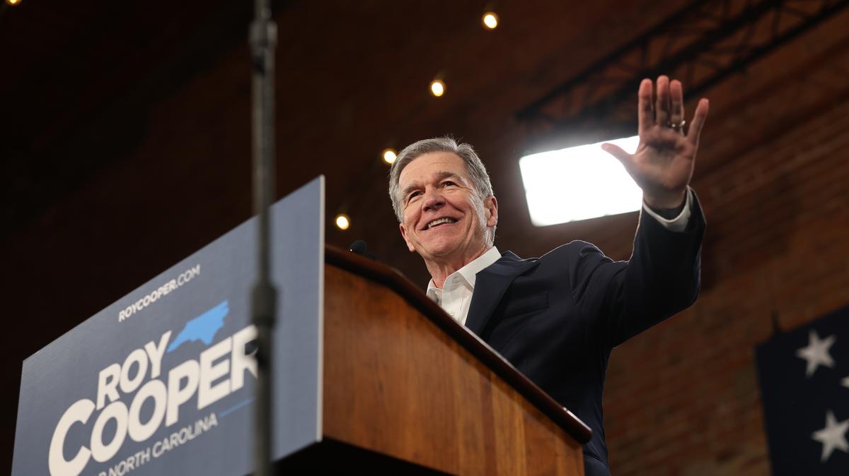 Democratic Senate candidate Roy Cooper. DURHAM, NORTH CAROLINA - APRIL 9: North Carolina Democratic Senate candidate Roy Cooper addressed the rising cost of living during a campaign event on April 9, 2026, in Durham, North Carolina. He was joined by Governor Josh Stein, Judge Anita Earls, Congresswoman Valerie Foushee, and State Senator Natalie Murdock. (Photo by Walter Gómez/Enlace Latino NC via Getty Images)