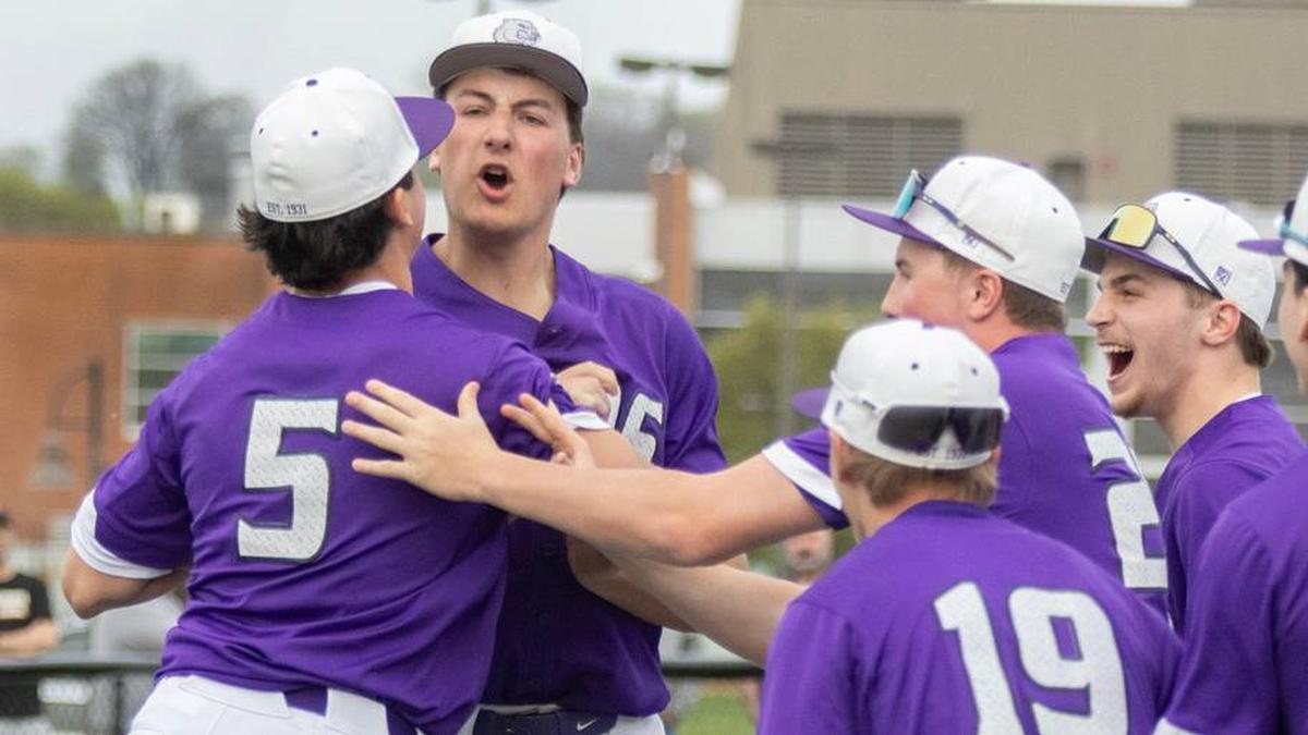 Jackson's relief pitcher Clayton Macaluso (5) and pitcher Landon Thiel bump chests following their defeat of Hoover 4-1 on Tuesday, April 21, 2026. | Bob Rossiter / Special To The Canton Repository / USA TODAY NETWORK via Imagn Images 