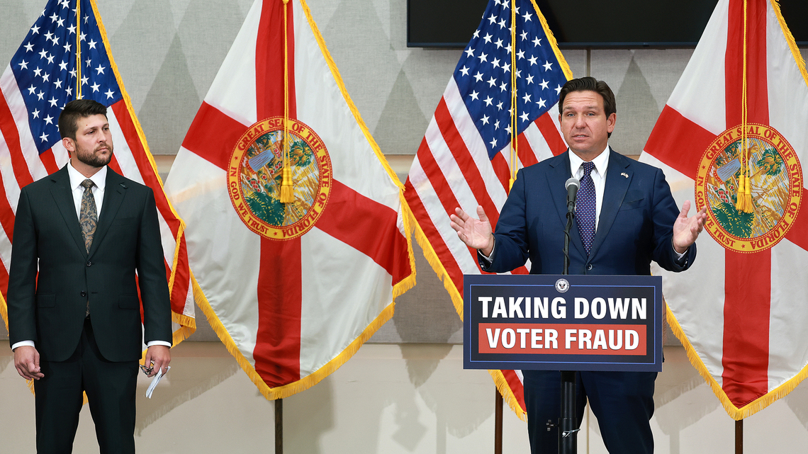 DeSantis, Florida officials announce arrests of 20 people accused over voter fraud 