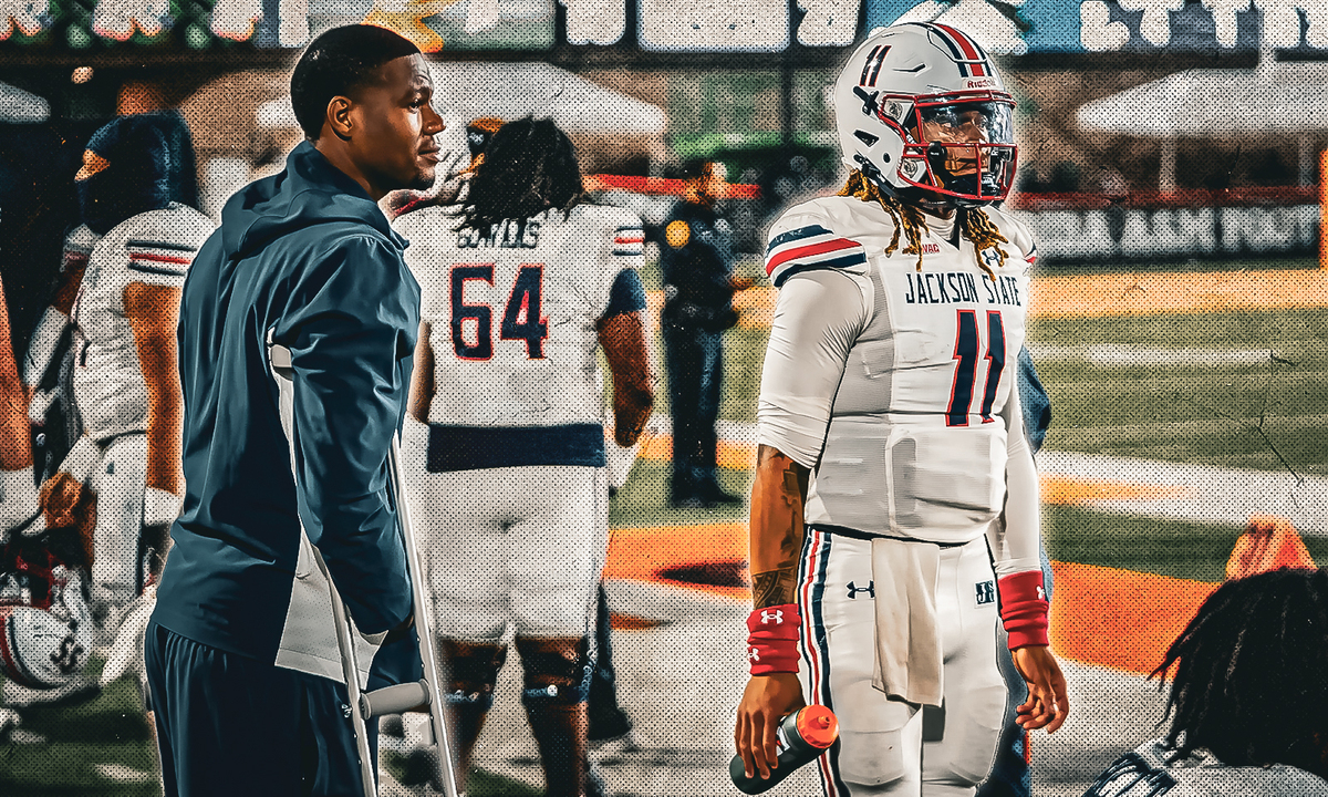  Jacobian Morgan and Jared Lockhart along the sidelines at Florida A&M