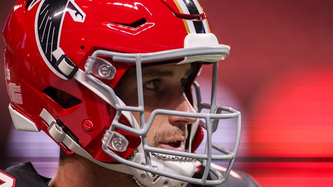  Dec 29, 2025; Atlanta, Georgia, USA; Atlanta Falcons quarterback Kirk Cousins (18) warms up before a game against the Los Angeles Rams at Mercedes-Benz Stadium. Mandatory Credit: Brett Davis-Imagn Images | Brett Davis-Imagn Images 