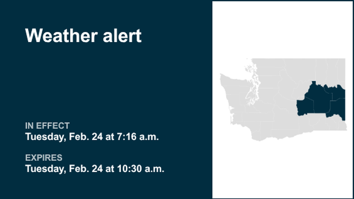 Weather alert for Eastern Washington until Tuesday morning 