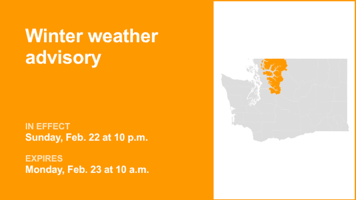 UPDATE: The current winter weather advisory for Western Washington will expire at 1 p.m. 