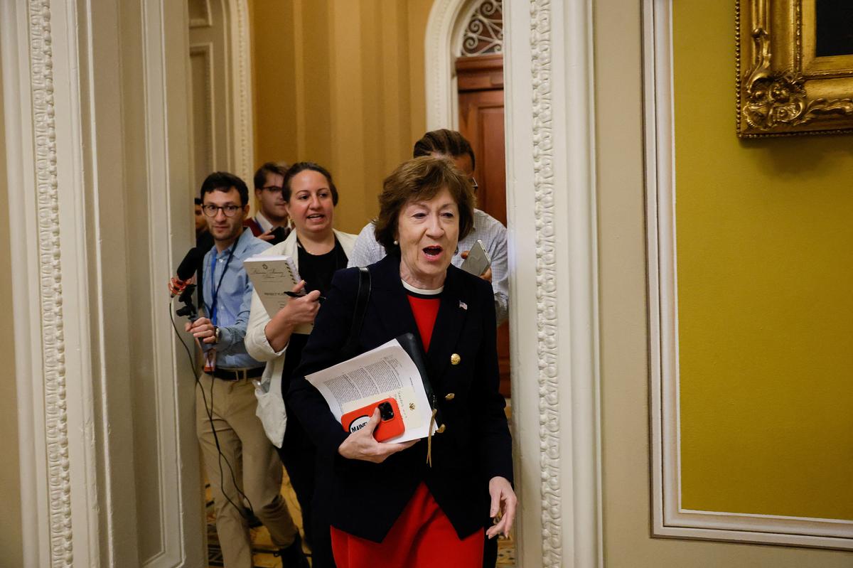 U.S. Senator Susan Collins (R-ME) walks, on the day of Senate votes, on Capitol Hill in Washington, D.C., U.S., June 4, 2026. REUTERS/Kylie Cooper