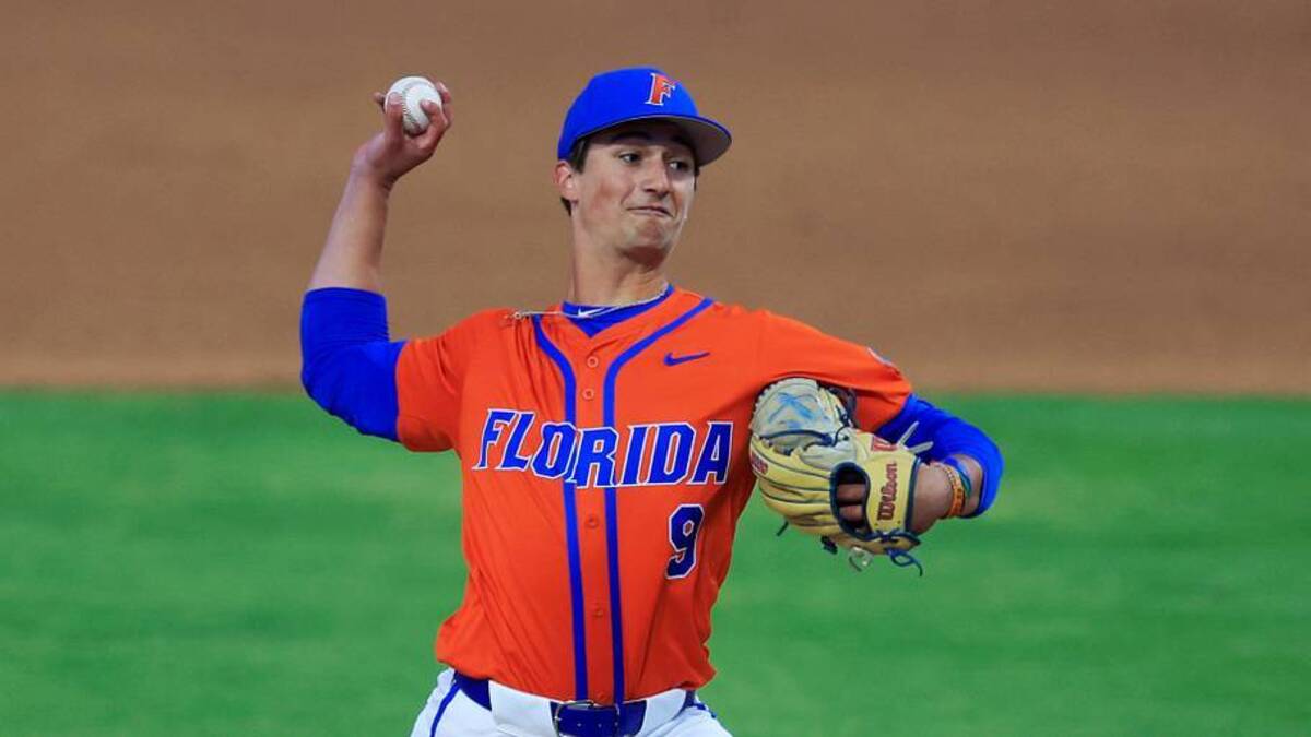  Florida pitcher Luke McNeillie is one of the draft-eligible pitchers who could depart from the Gators. | Corey Perrine/Florida Times-Union / USA TODAY NETWORK via Imagn Images 