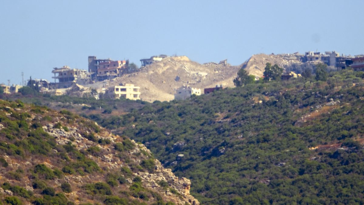 A view shows destroyed buildings and rubble on a hillside following an Israeli bombing the previous night in Majdel Zoun, Lebanon, on June 29, 2026. (Courtney Bonneau/Middle East Images/AFP/Getty Images/TNS)