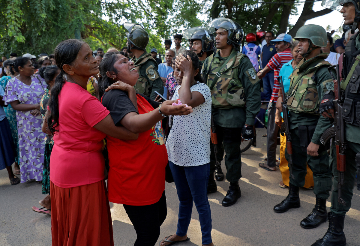 Relatives of inmates react outside Negombo Prison following clashes between two groups of inmates, in the coastal town of Negombo, Sri Lanka, July 6, 2026. REUTERS/Lahiru Harshana