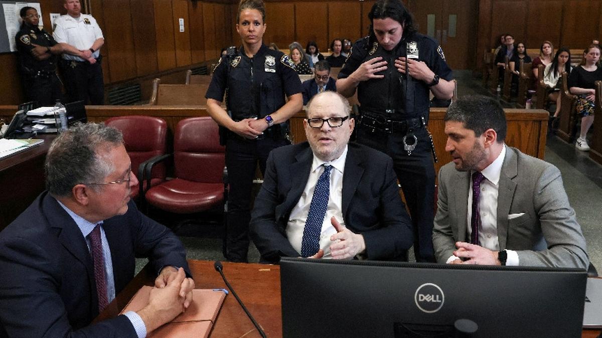 Former Hollywood film producer Harvey Weinstein appears in Manhattan Supreme Court for the retrial of his rape case, in New York City, U.S., May 15, 2026. Timothy A. Clary/Pool via REUTERS