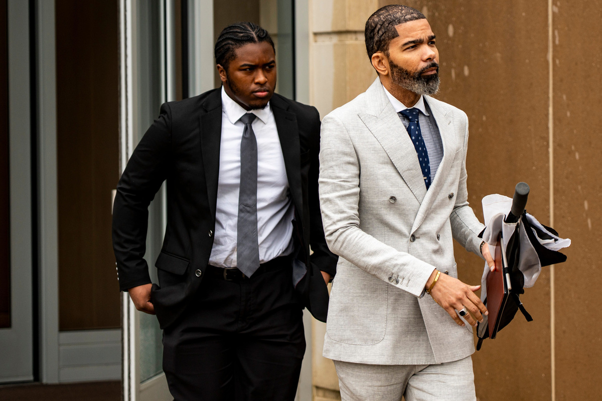 Former Jackson Mayor Chokwe Antar Lumumba exits the courthouse after a pretrial conference at the Thad Cochran United States Courthouse in Jackson, Miss., on Tuesday, June 16, 2026. The bribery trial is expected to start July 13.