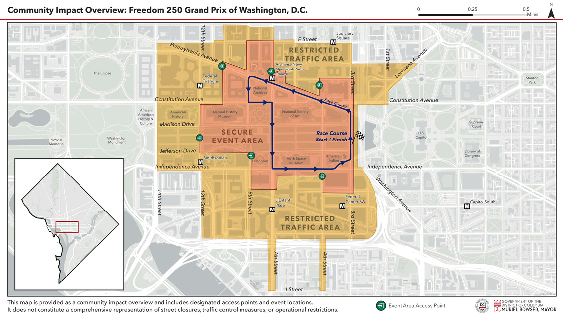 How to navigate Washington DC during Freedom 250 Grand Prix weekend