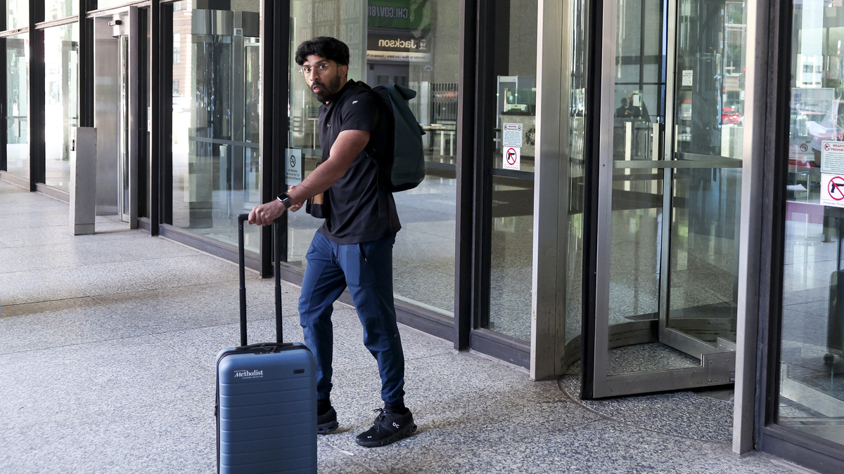 Mahmood Sami Khan, who is charged as part of the Loretto Hospital fraud investigation, leaves Dirksen U.S. Courthouse, July 1, 2025. (Eileen T. Meslar/Chicago Tribune/TNS)
