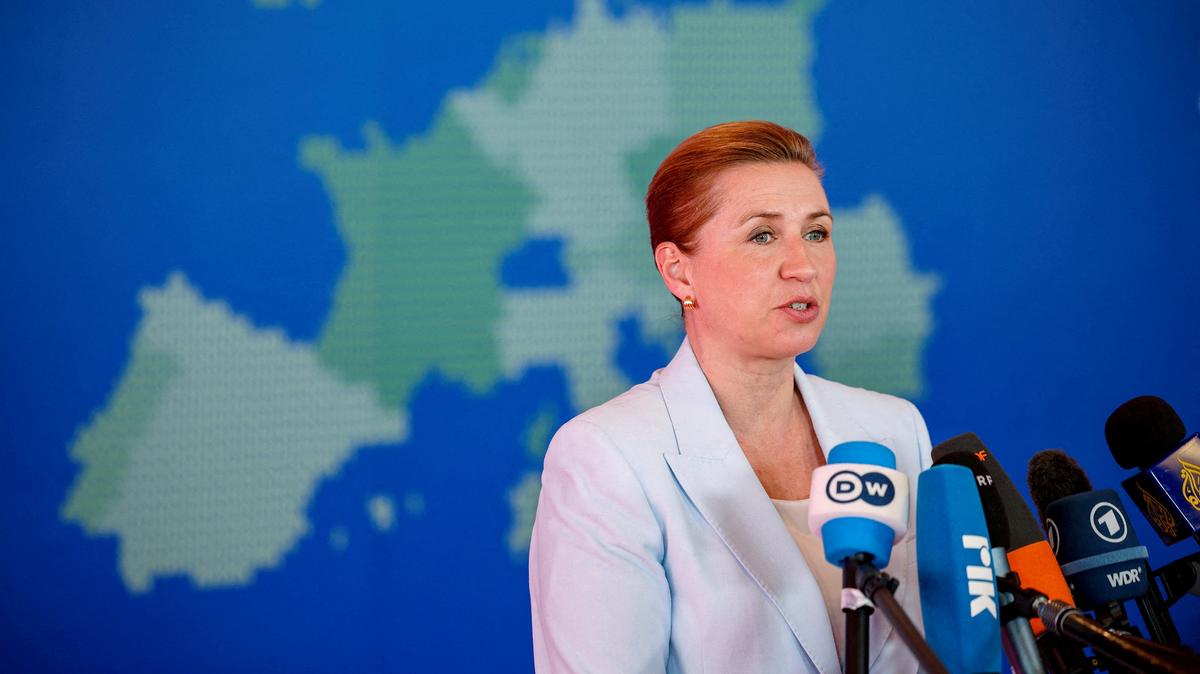 FILE PHOTO: Denmark's Prime Minister Mette Frederiksen addresses the media on the day of a summit of the European Union and regional partners' leaders in Nicosia (Lefkosia), Cyprus, April 24, 2026. REUTERS/Yiannis Kourtoglou/File Photo