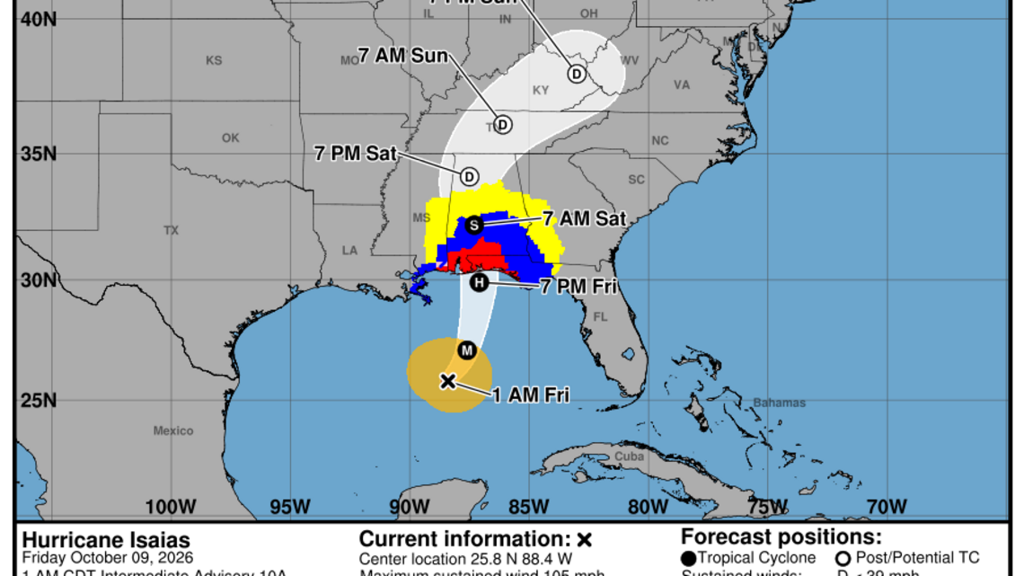 Category 2 Hurricane Isaias: Friday, Oct. 9 update from the NHC on latest developments 