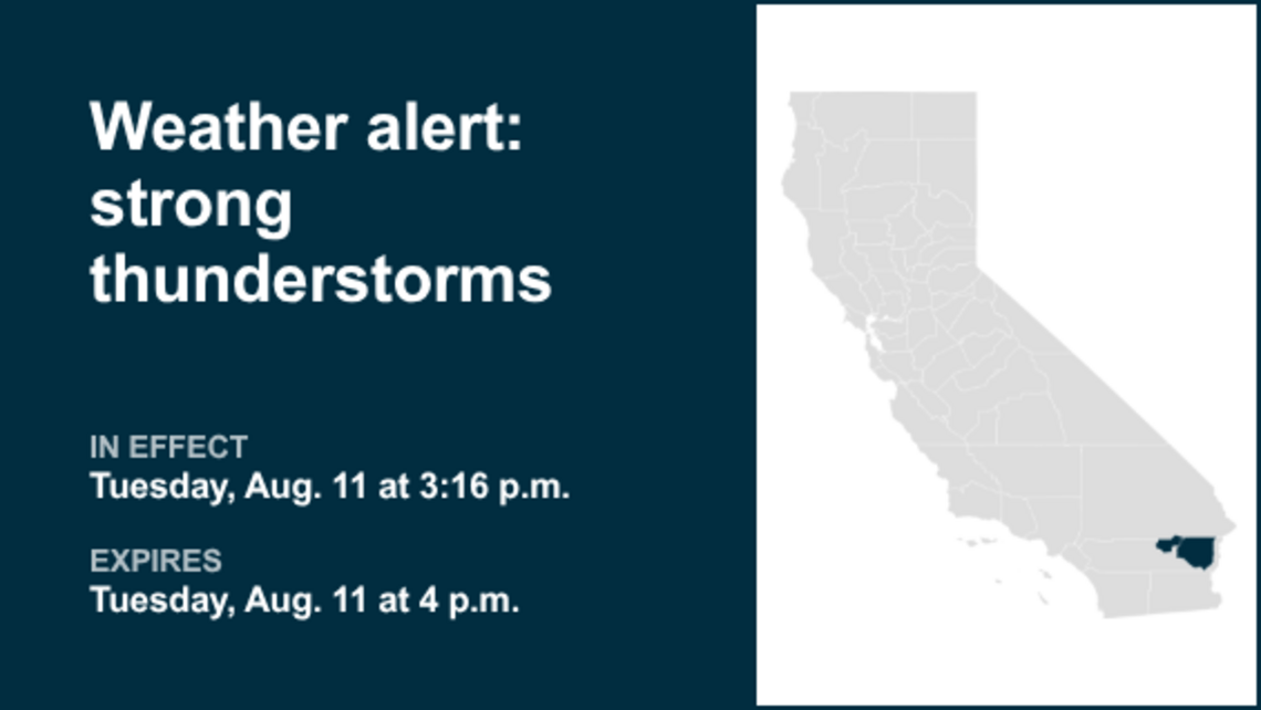 UPDATE: Prepare for strong thunderstorms in Joshua Treek and Chiriaco Summit early Tuesday evening 