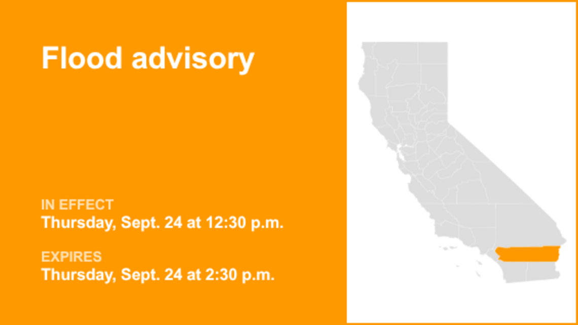 UPDATE: Flood advisory in place for Riverside County early Thursday evening 