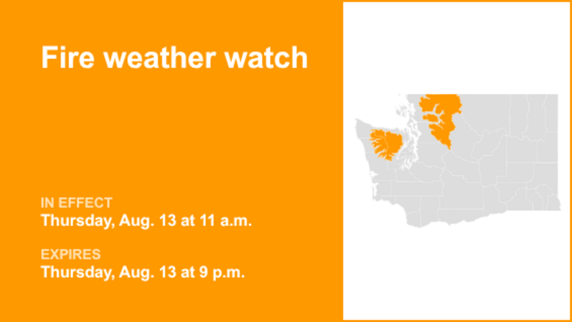 UPDATE: Fire weather watch in place for the Olympic Mountains and North Cascades for Thursday 