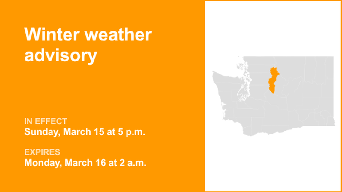 UPDATE: The current winter weather advisory for Western Chelan County will expire at 2 a.m. 