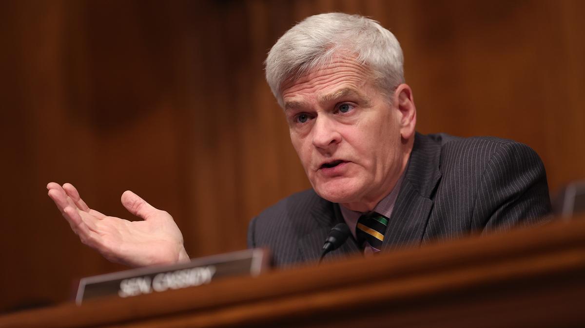 U.S. Sen. Bill Cassidy, R-La., ranking member on the Senate Health, Education, Labor, and Pensions Committee, participates in a hearing on prescription drugs costs at the Dirksen Senate Office Building on Feb. 8, 2024, in Washington, D.C. (Kevin Dietsch/Getty Images/TNS)