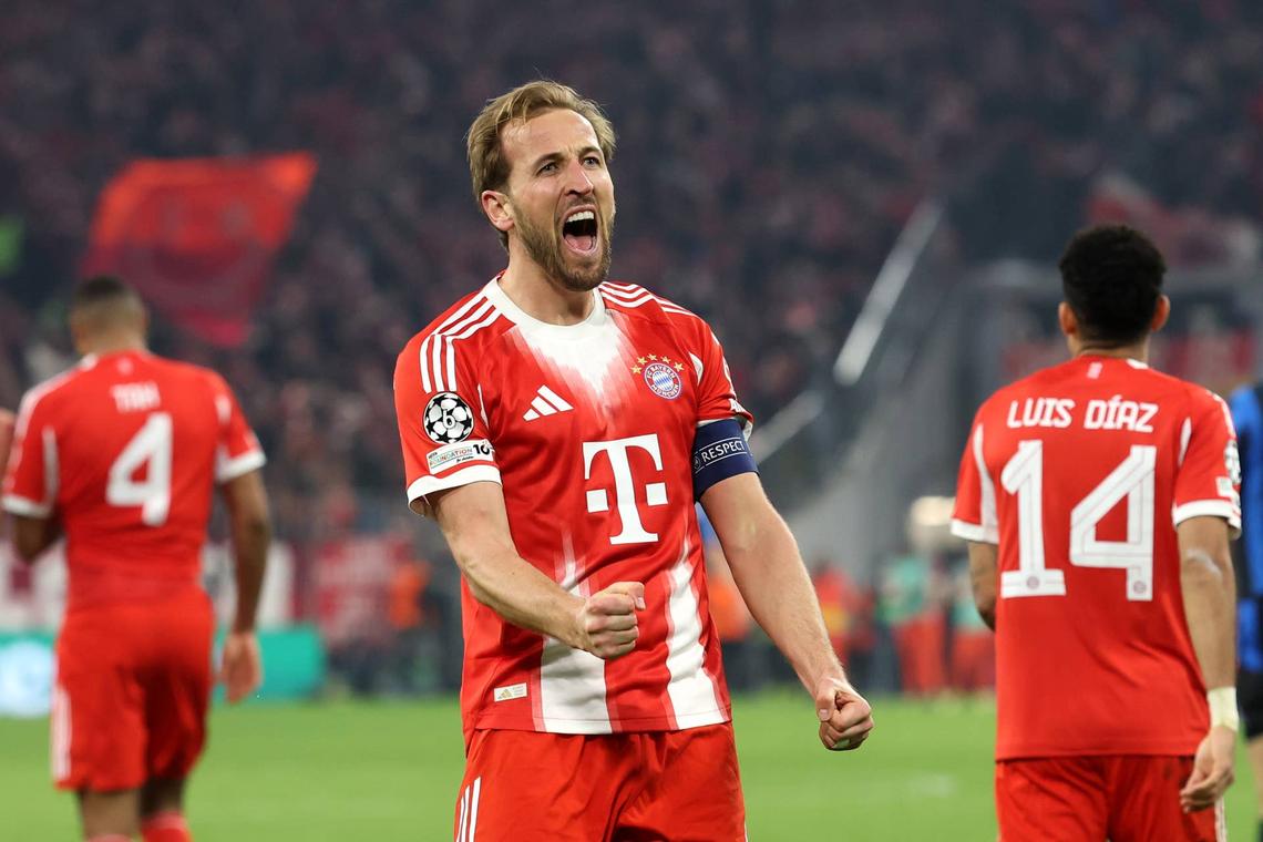  Harry Kane of FC Bayern Munich celebrates scoring his team's second goal during the UEFA Champions League 2025/26 Round of 16 Second Leg match between FC Bayern München and Atalanta BC. Photo by Alexander Hassenstein/Getty Images