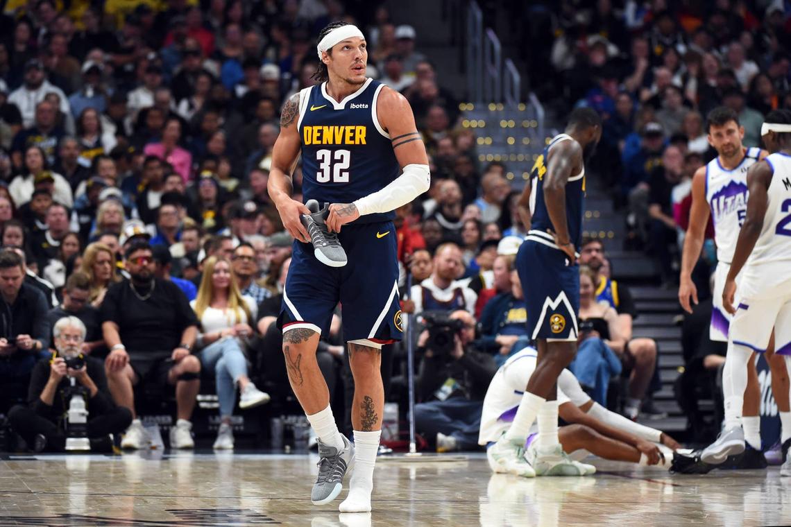 Aaron Gordon (32) walks off the floor after a foul Christopher Hanewinckel-Imagn Images