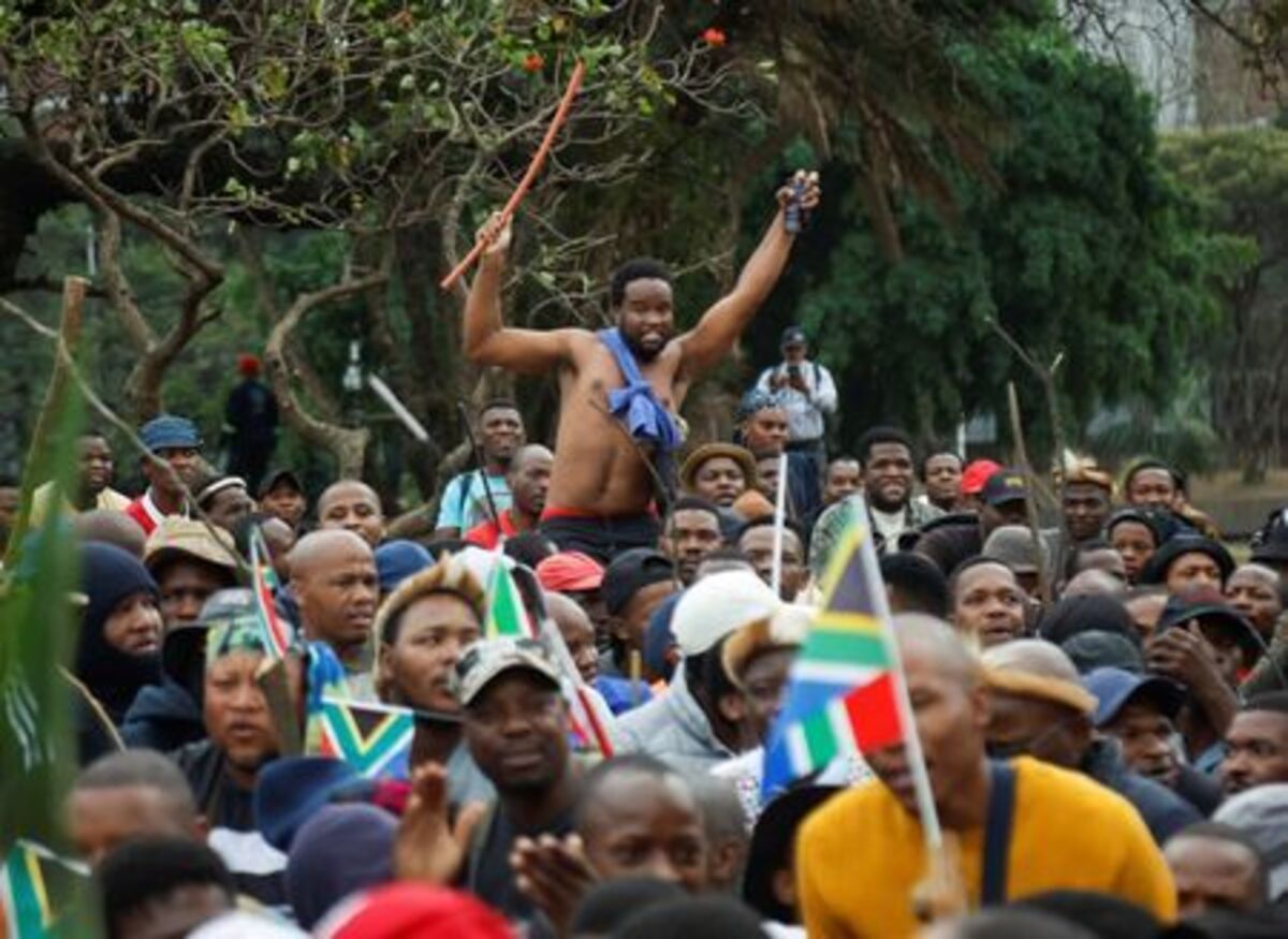 Anti-immigrant protesters march on the day of an unofficial deadline set by anti-immigrant groups for all undocumented migrants to leave, in Durban, South Africa, June 30, 2026. REUTERS/Rogan Ward