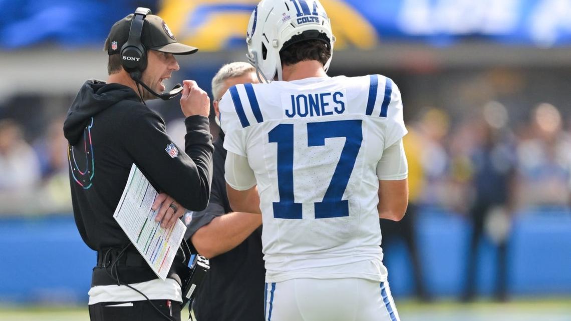 Colts QB Daniel Jones takes field, targets training camp, Week 1 